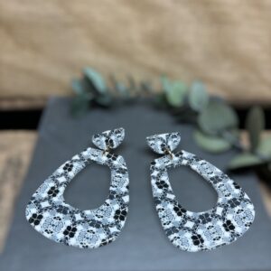Boucles d'oreilles grosse goutte noir et blanc