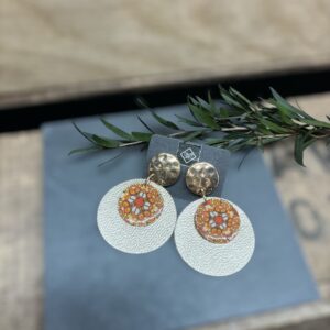 Boucles d'oreilles pendantes cuir rond terracotta