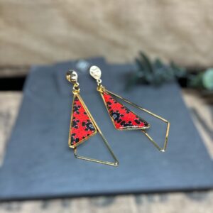 Boucles d'oreilles double triangle rouge