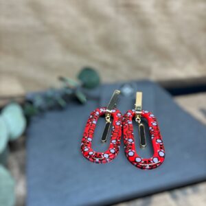 Boucles d'oreilles ovale évidé rouge
