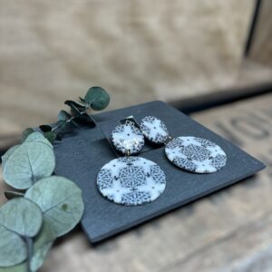 Boucles d'oreilles double rond noir et blanc