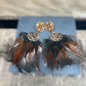 Boucles d'oreilles plumes de coq terracotta