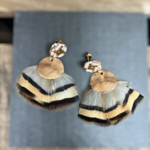 Boucles d'oreilles plumes marron doré