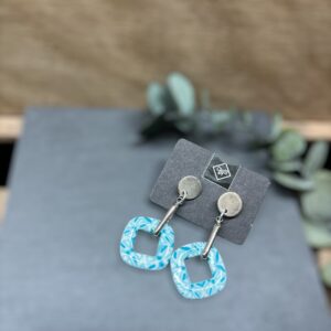 Boucles d'oreilles mini carré évidé turquoise