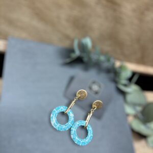 Boucles d'oreilles mini rond évidé turquoise