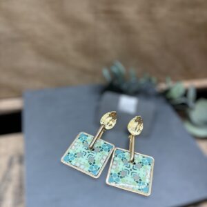 Boucles d'oreilles carré plein vert d’eau