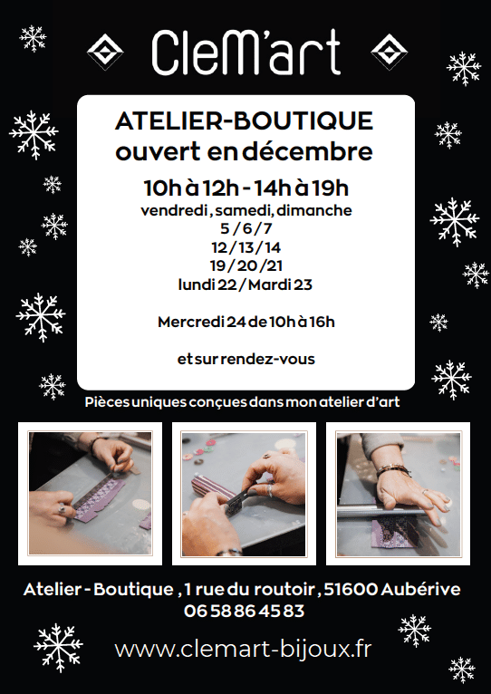 Pop Up - Ouverture de l'atelier boutique - Clem'art - Décembre 2025