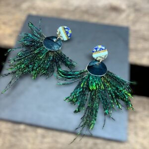 Boucles d'oreilles plumes de paon